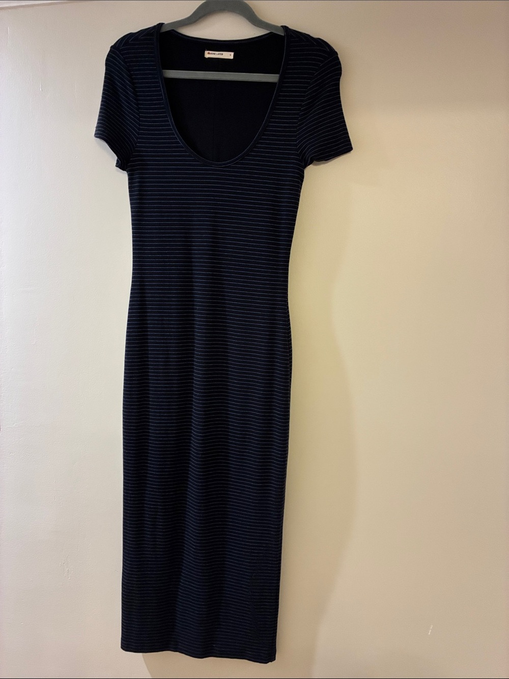 Marine Layer Navy & Black Striped Scoop-Neck Midi Dress